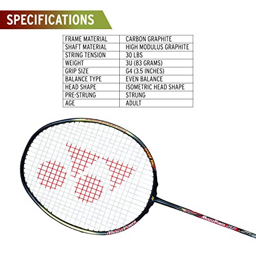 G4, 30 lbs Yonex Muscle Power 33 Badminton Racquet Racket with free Full Cover 