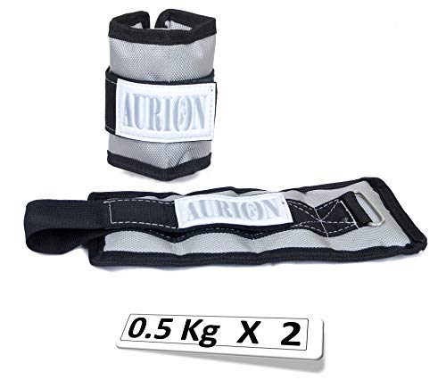 Aurion ANKL 1 kg Ankle and Wrist Weights, 0.5Kg x 2 (Black/Grey)