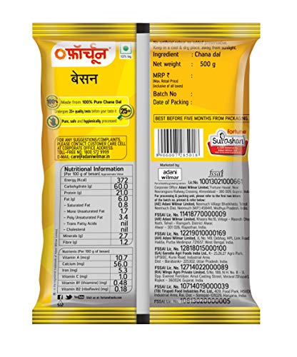 Fortune Chana Besan, Made from 100% Chana Dal 100% Taste, 500 g · Diet ...