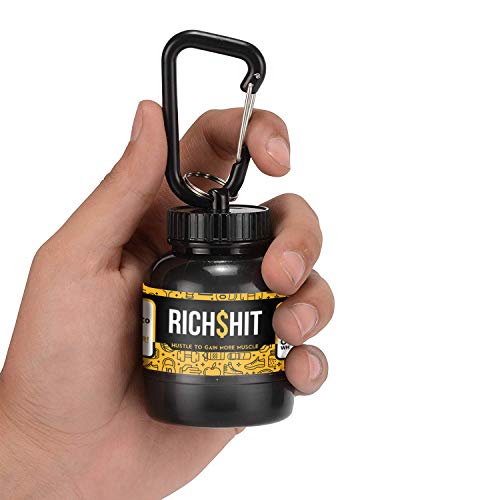 RichShit Portable Protein or Supplement Powder Carrying Funnel & Container  with Key Chain – Black – Diet Plus Minus