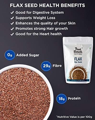 True Elements Flax Seeds 500g - Alsi Seed | Flax Seeds for Weight Loss |  Diet Food | Raw Flax Seed · Diet Plus Minus